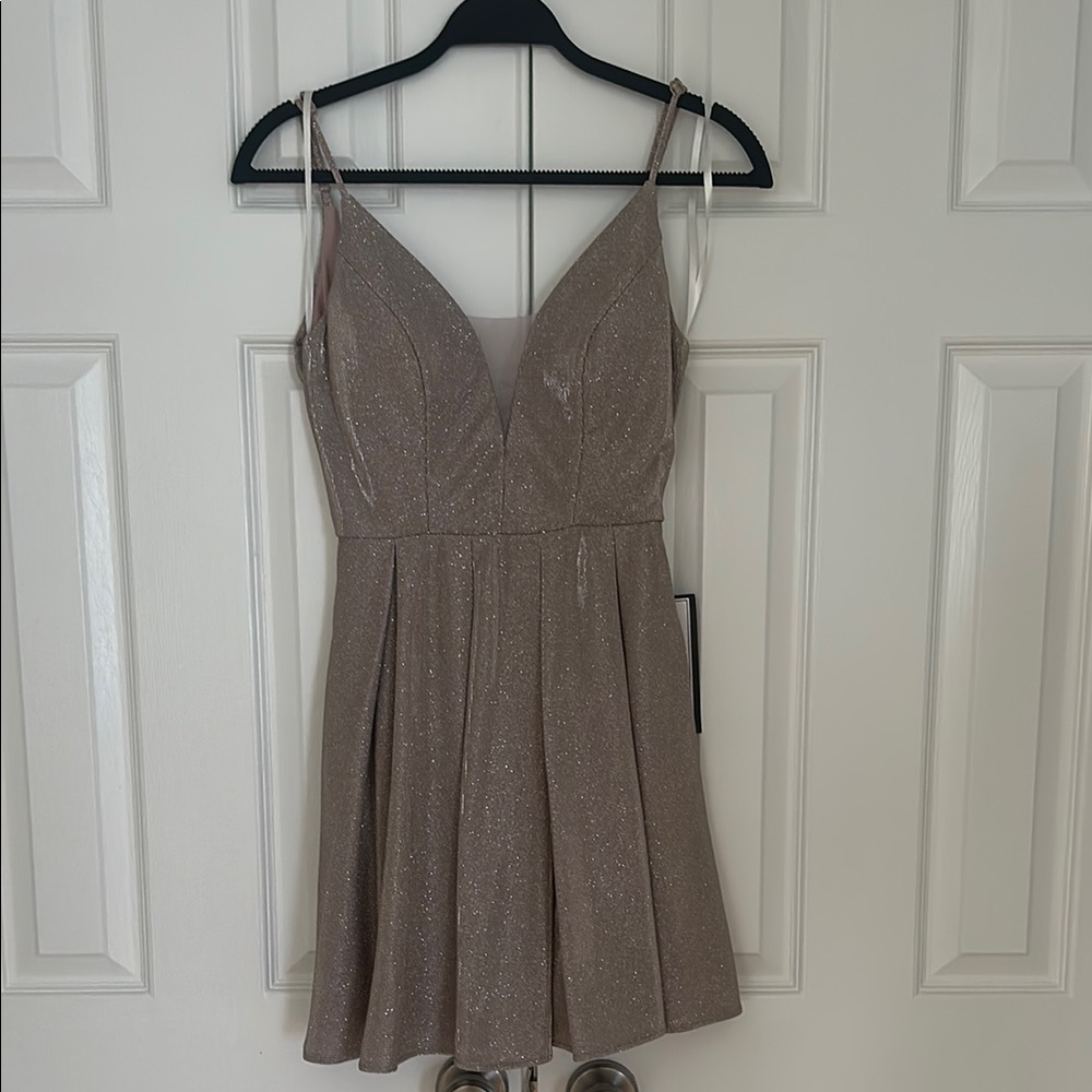 Macy's Glittery Soft Pink Mini Dress